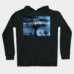 Windswept Downland Treescape in Blue Hoodie